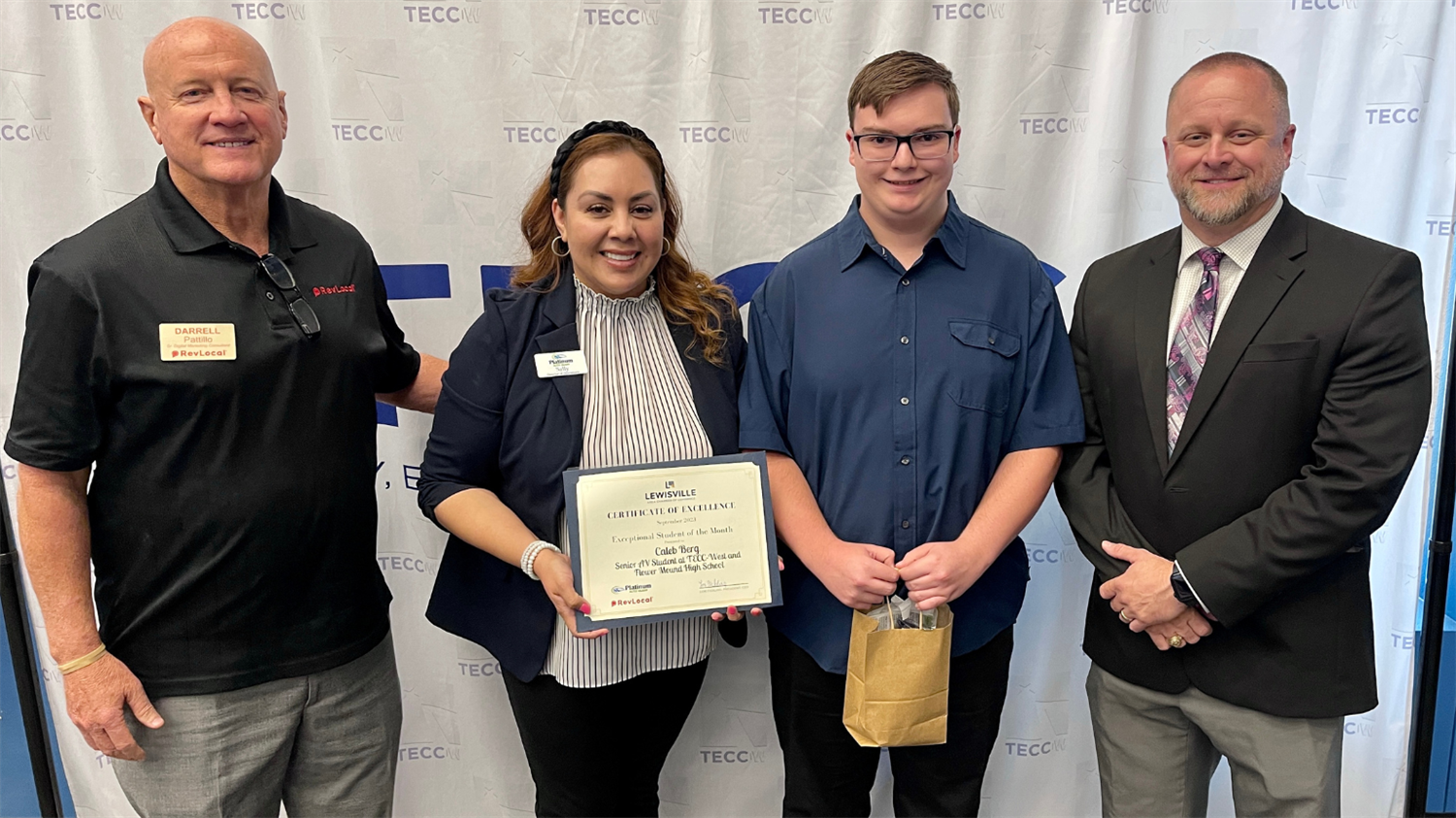 TECC-West student Caleb Berg recognized by the Lewisville Chamber of Commerce. 2023
